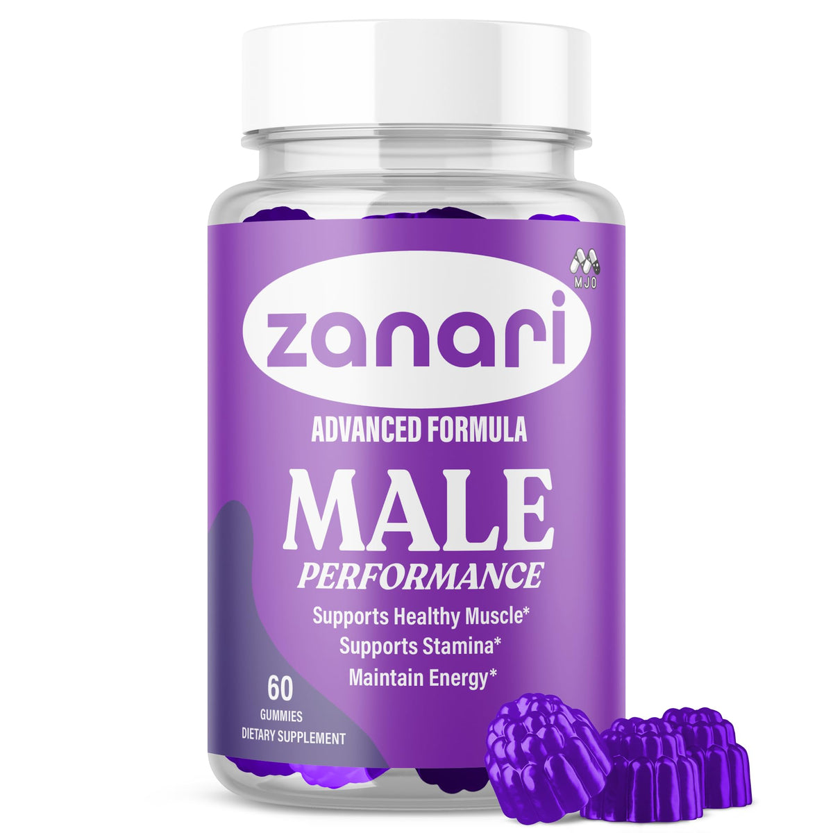 MJO Zanari Gummies bottle front view with 30 servings