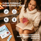MKSUVGQ Calming Drink Mix 150g being mixed in a glass of cold water
