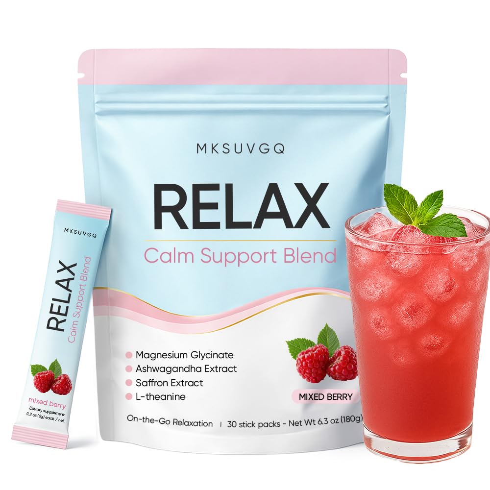 MKSUVGQ Calming Drink Mix 150g front view with packaging