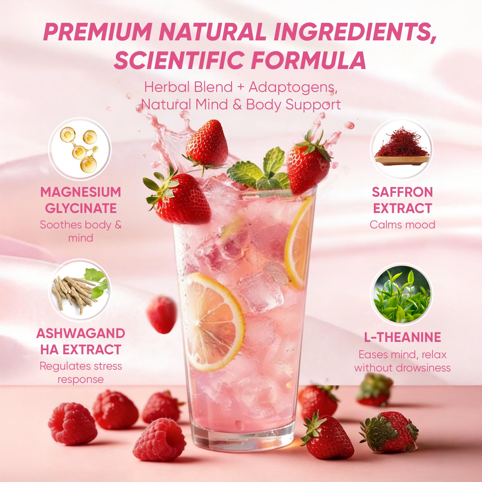 MKSUVGQ Calming Drink Mix 150g side view showing nutritional information