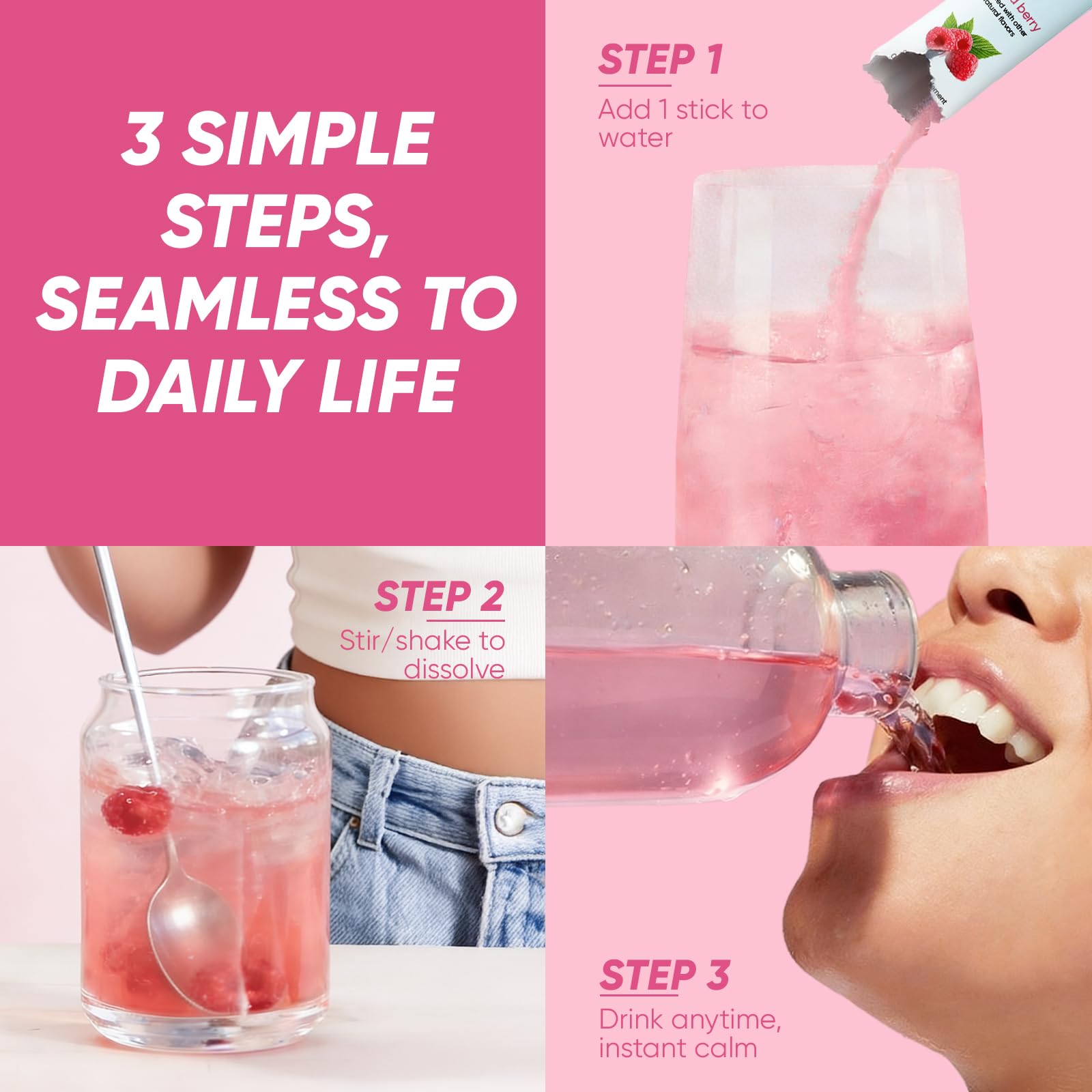 MKSUVGQ Calming Drink Mix 150g with travel-friendly packaging