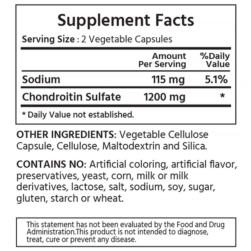 ML Naturals Chondroitin 1200 mg vegetable capsules side view