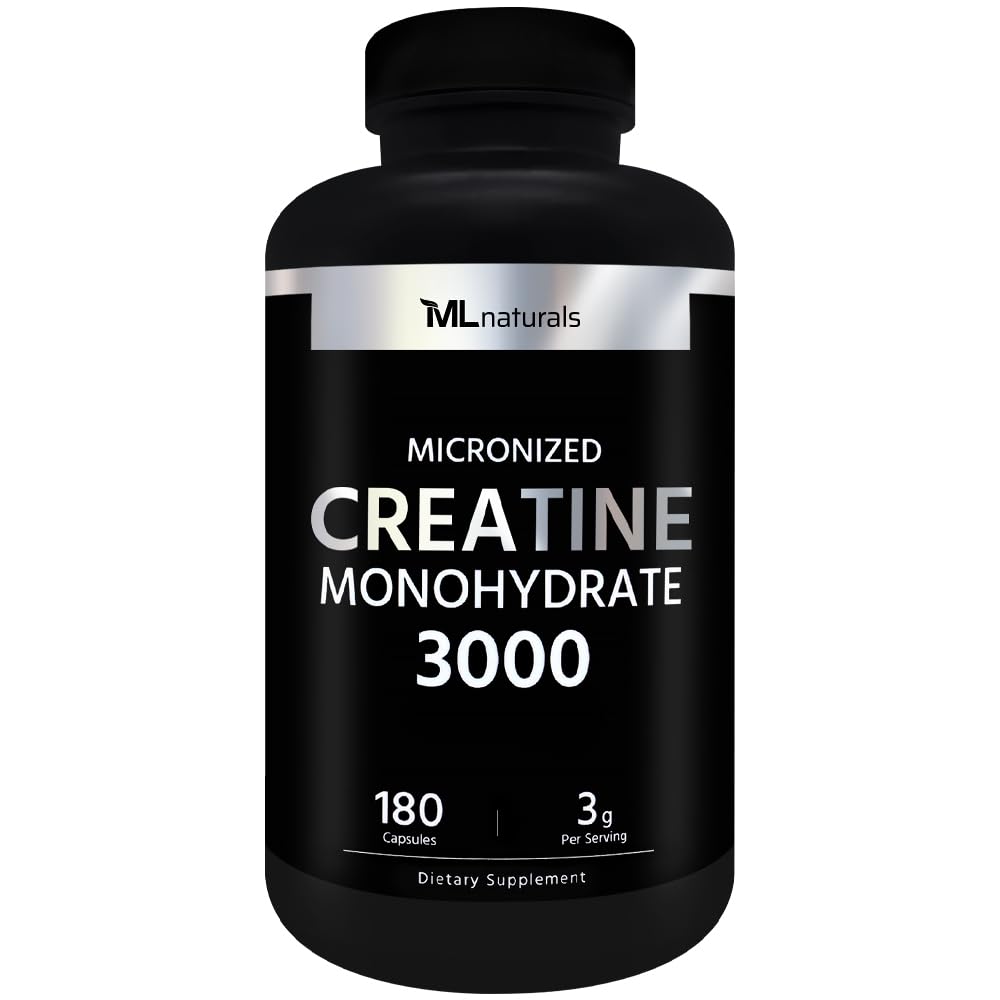 ML Naturals Creatine Monohydrate 3000mg Capsules front view