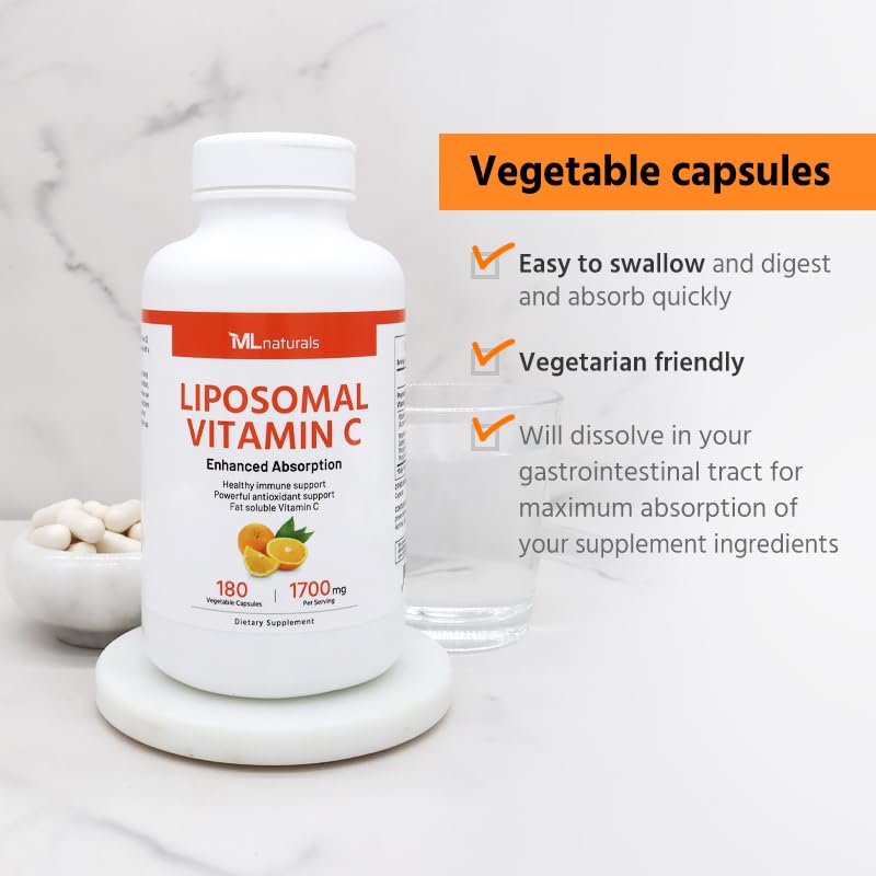 ML Naturals Liposomal Vitamin C 1700mg bottle top view