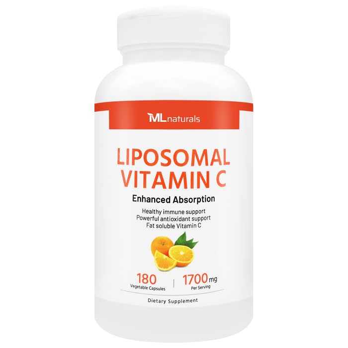 ML Naturals Liposomal Vitamin C 1700mg vegetable capsules front view