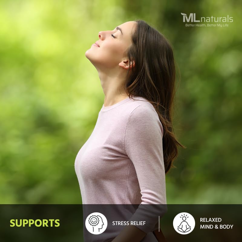 ML Naturals Organic Ashwagandha Supplement back view with ingredients