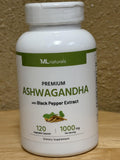 ML Naturals Organic Ashwagandha Supplement with black pepper ingredient