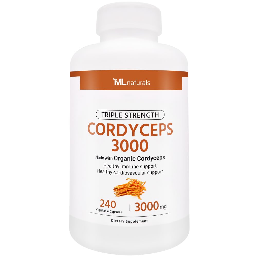 ML Naturals Organic Cordyceps Supplement 300mg capsules front view
