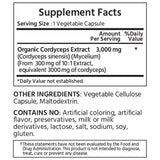 ML Naturals Organic Cordyceps Supplement bottle side view