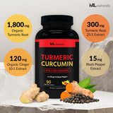 ML Naturals Turmeric Supplement packaging details