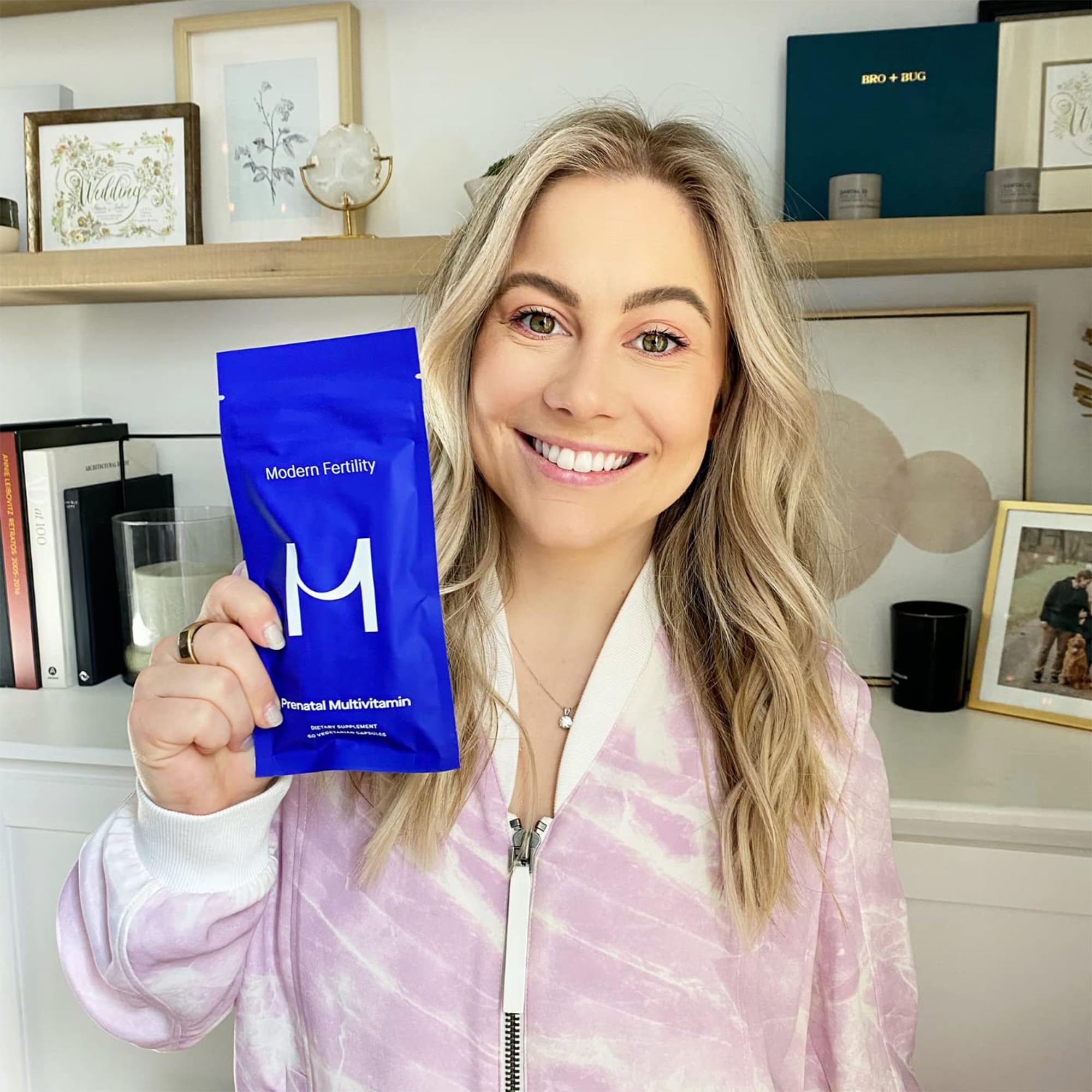 Modern Fertility Prenatal Multivitamin on a kitchen counter