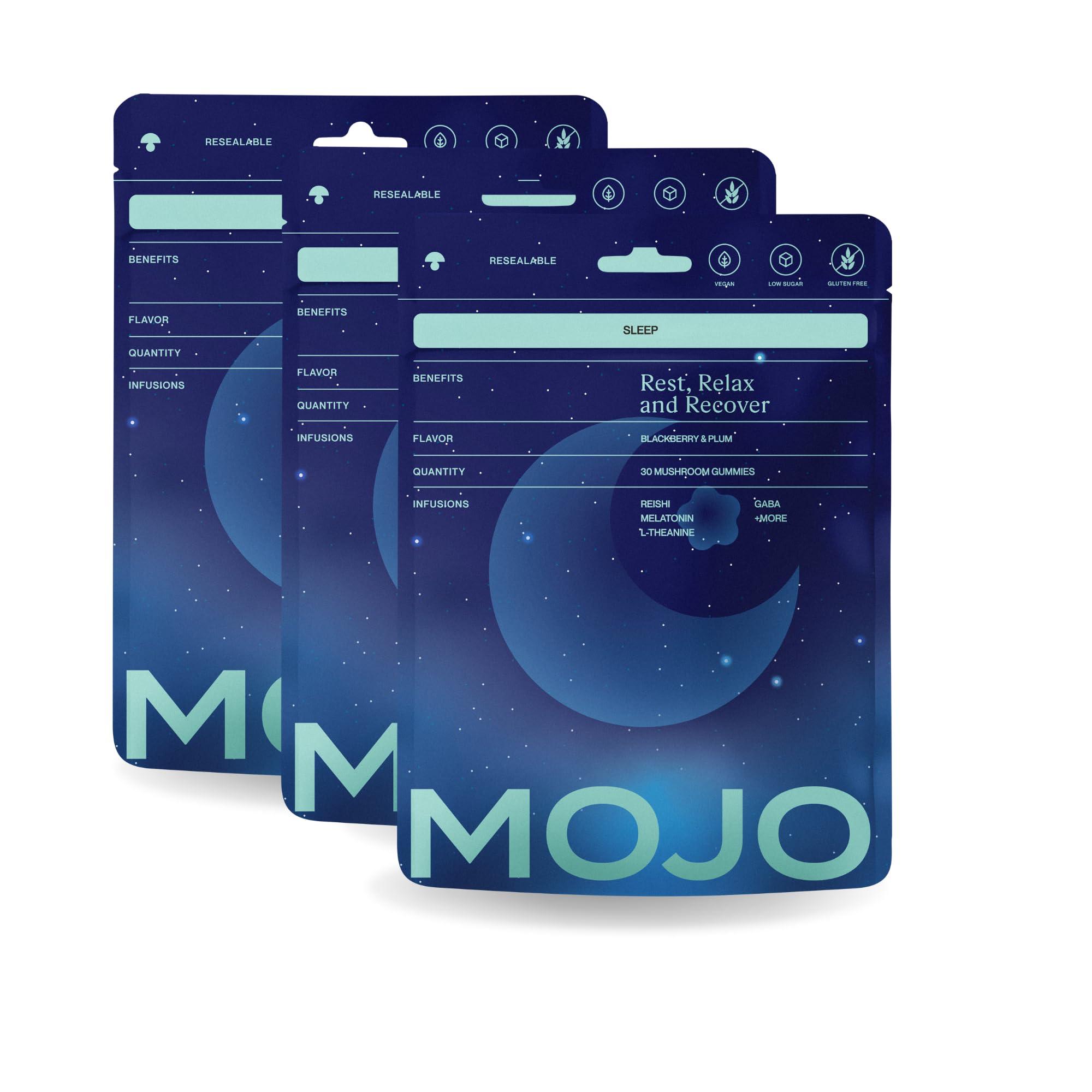 Mojo Sleep Gummies pack of 90 in blackberry and plum flavour