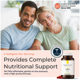 Molecular Fertility Omega-3 Softgels displayed with a glass of water