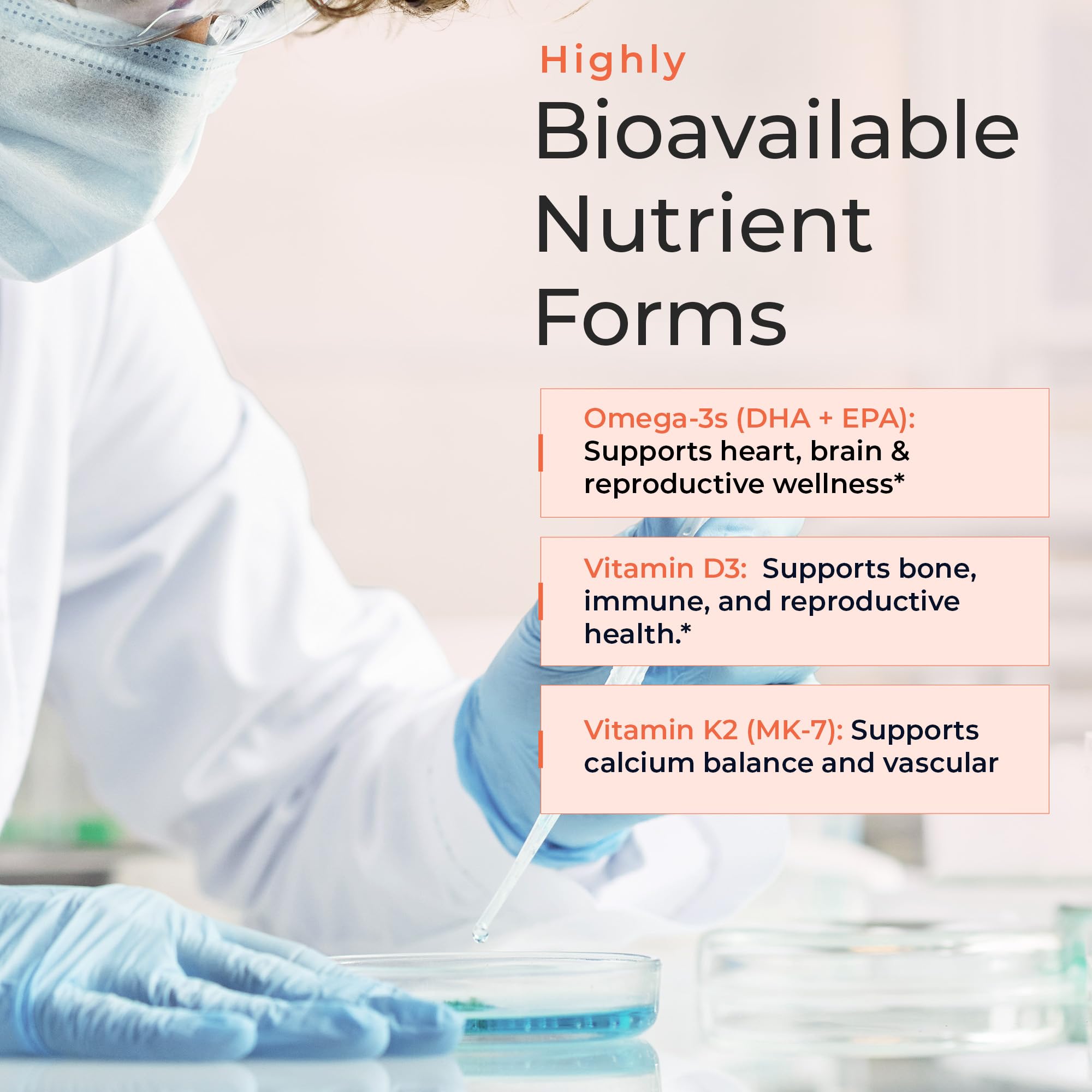 Molecular Fertility Omega-3 Softgels in a hand for size reference