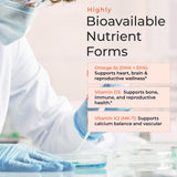 Molecular Fertility Omega-3 Softgels in a hand for size reference