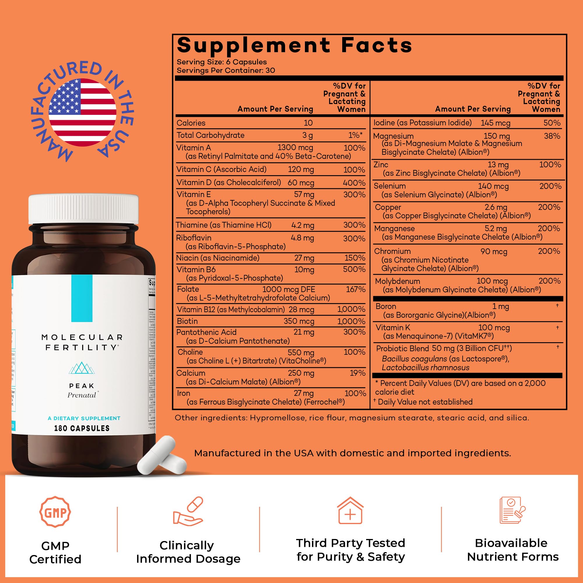 Molecular Fertility Prenatal Vitamins 100g with other supplements