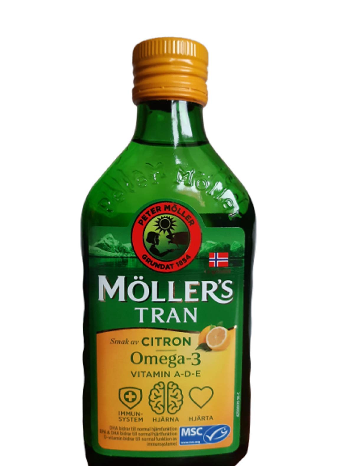 MÖLLER'S Cod Liver Oil 481g back view showing nutritional information