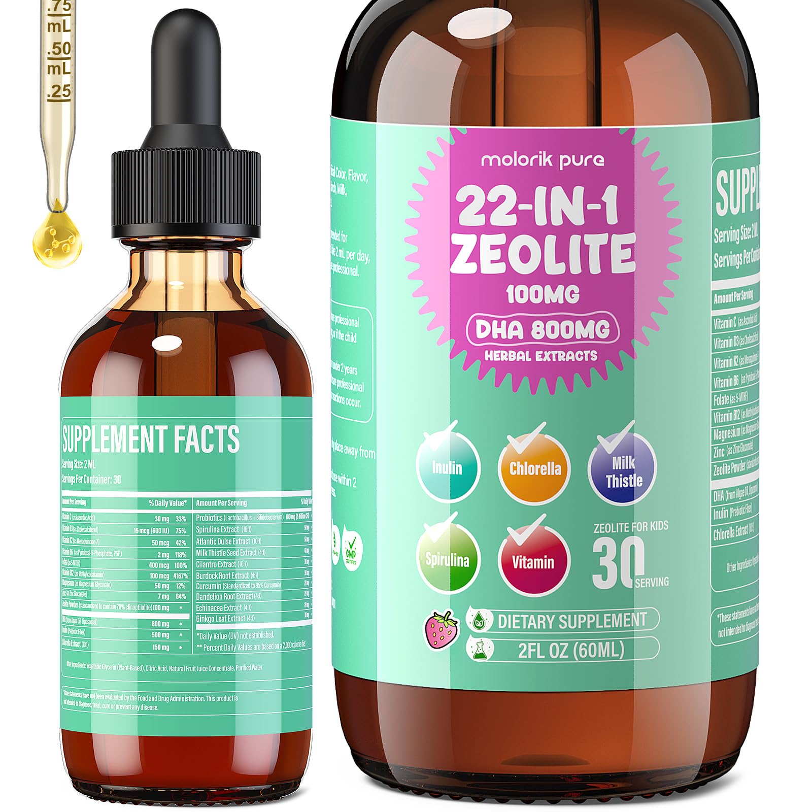 molorik pure Zeolite for Kids & Adults bottle front view