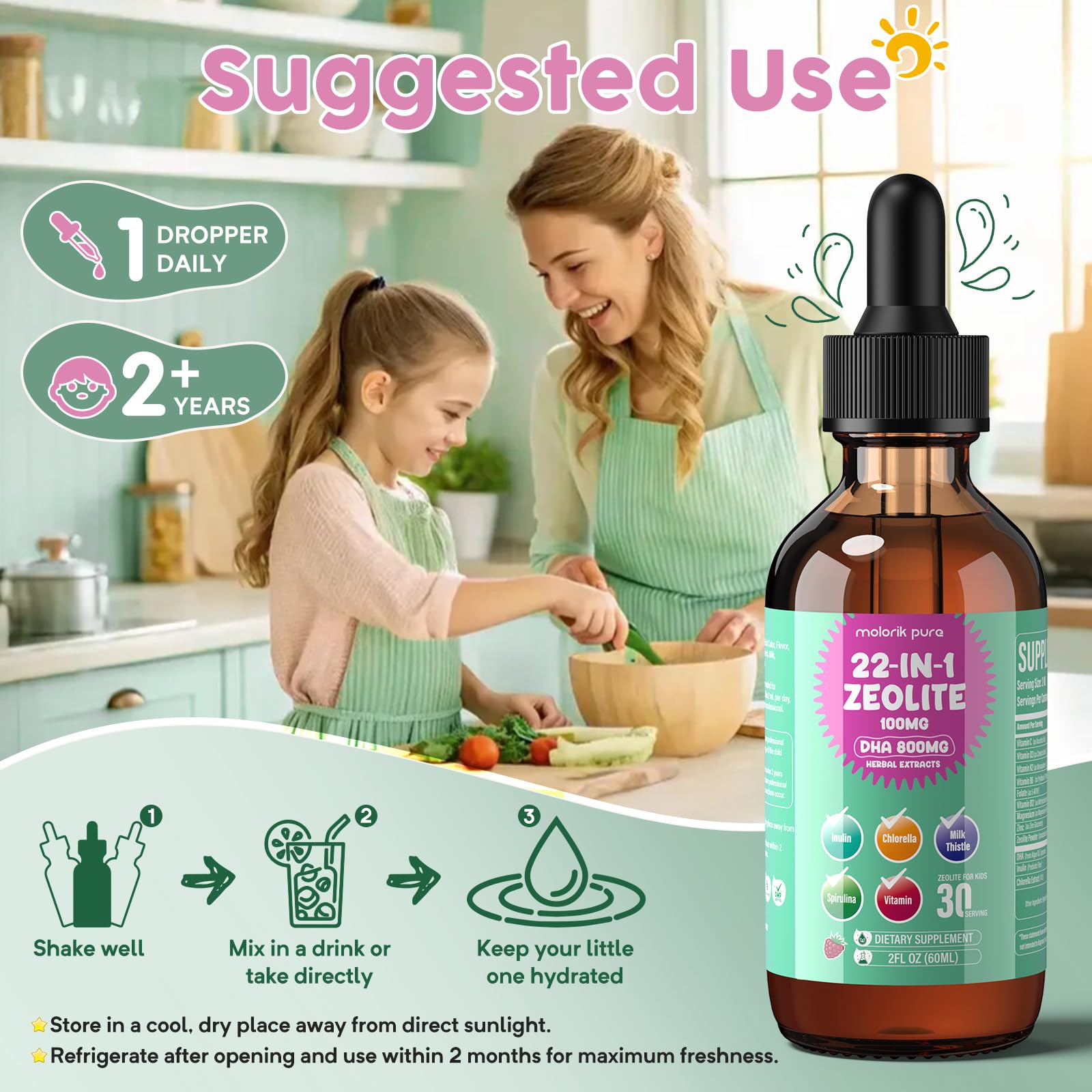 molorik pure Zeolite for Kids & Adults lifestyle shot with kids