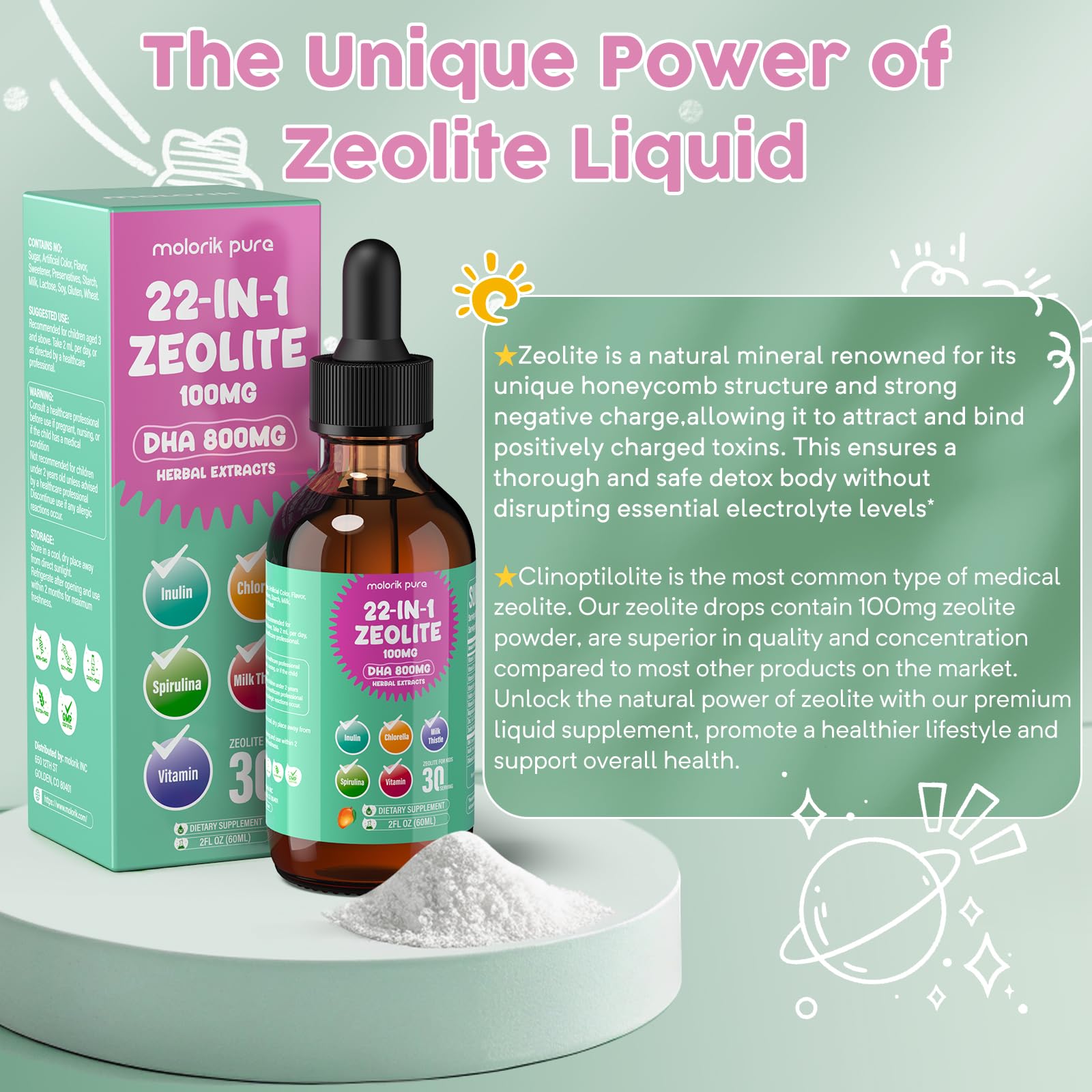 molorik pure Zeolite for Kids & Adults liquid dropper