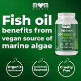 MOM NUTRIX Vegan Omega-3 Algae Oil softgels on a wooden table