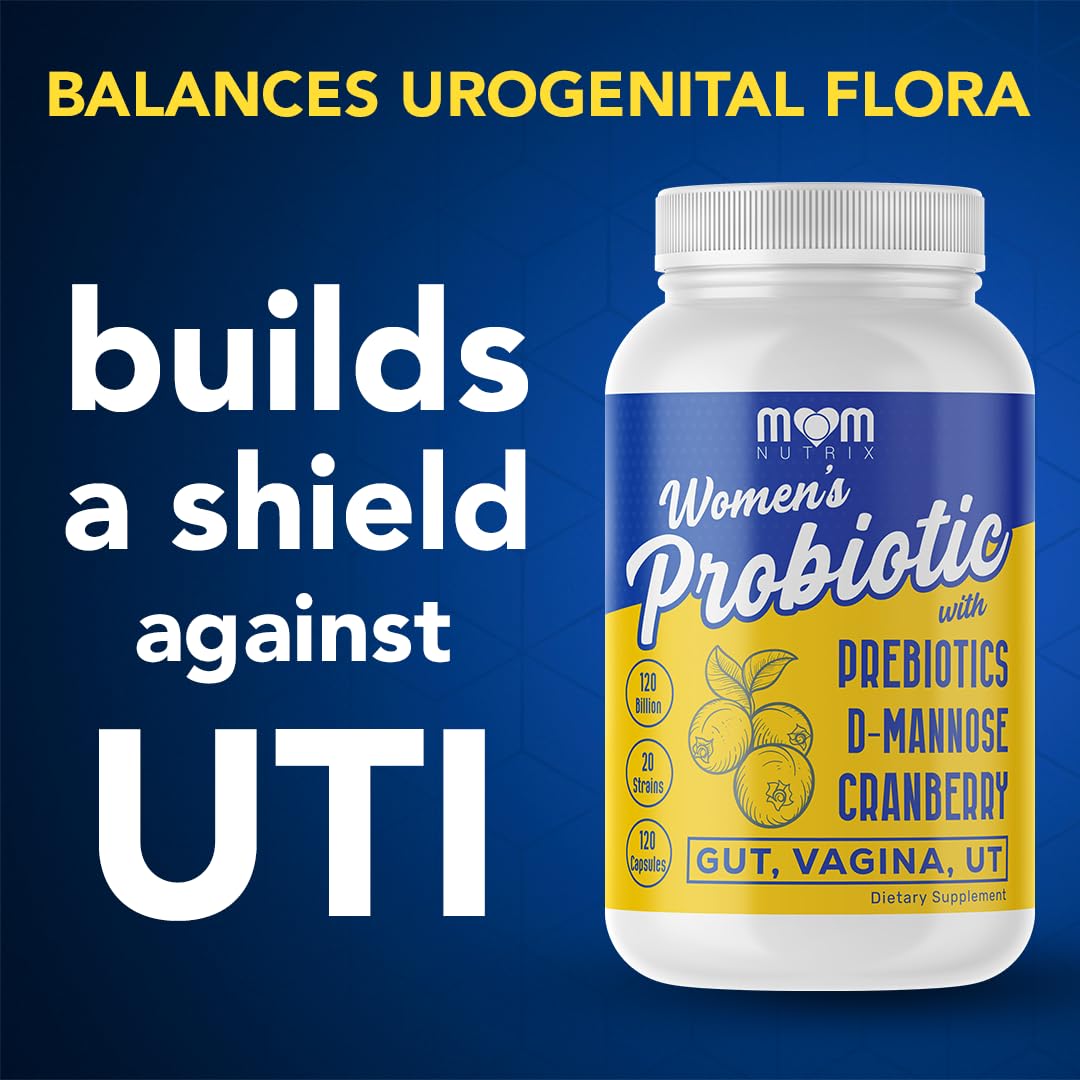MOM NUTRIX Women's Daily Probiotic capsules in hand