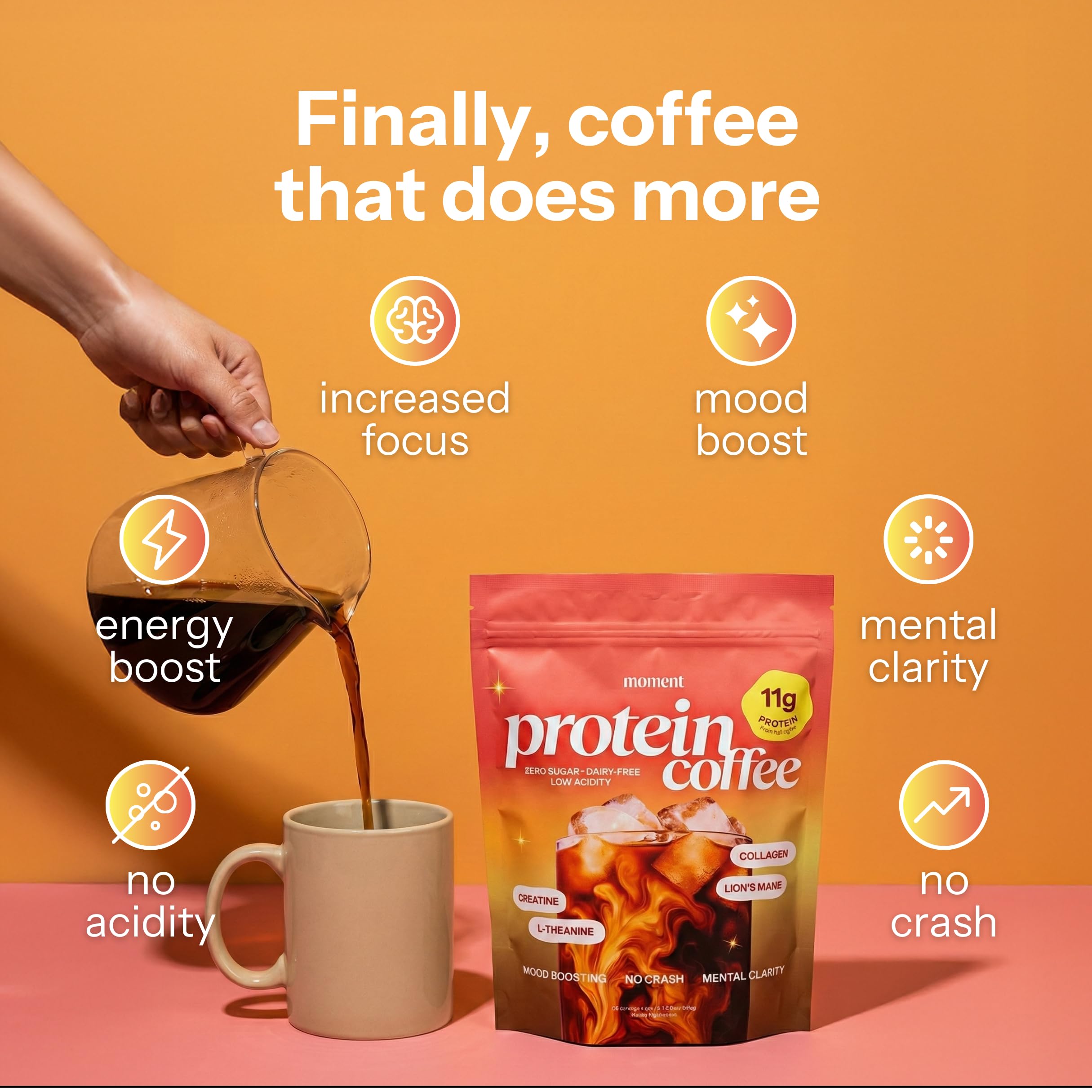 Moment Mushroom Coffee packaging side view