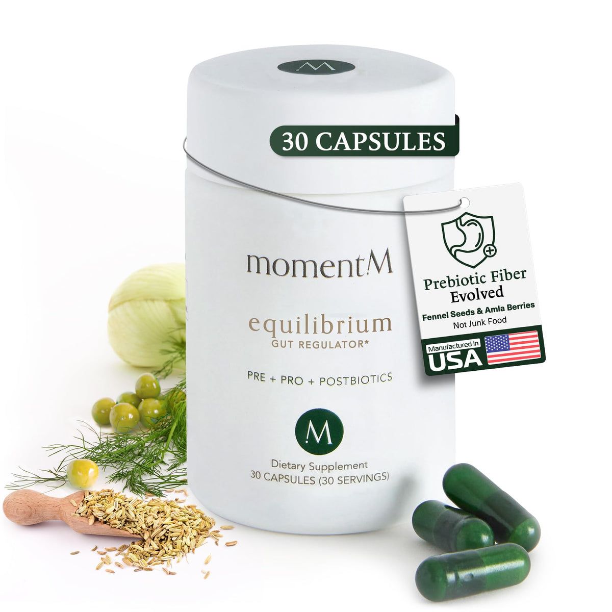 momentM Equilibrium Complete Gut Support Formula 30 Capsules front view