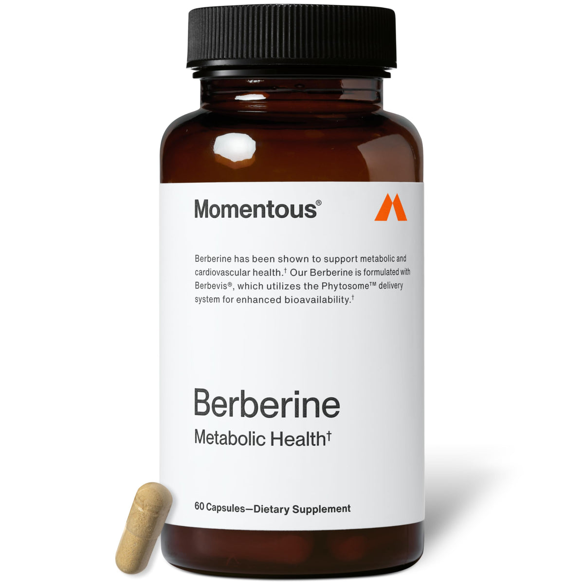 Momentous Berberine 550mg capsules front view