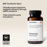 Momentous Berberine packaging with nutritional information