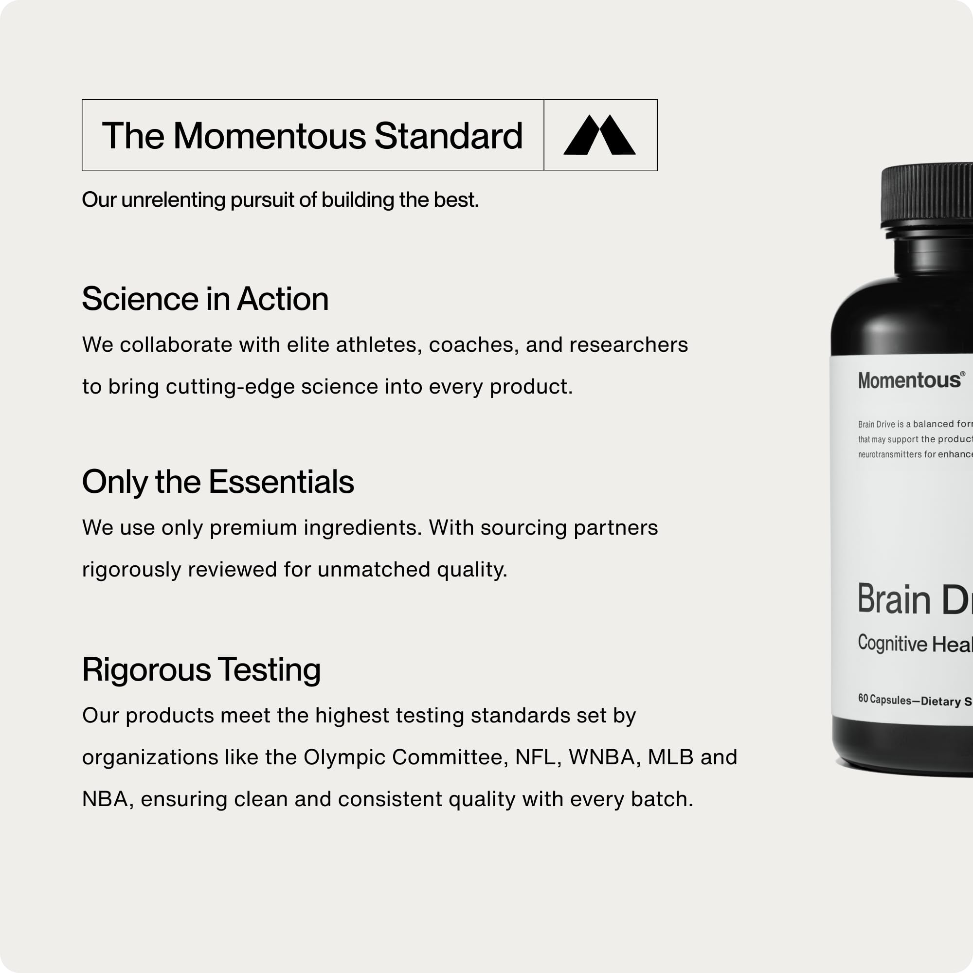 Momentous Brain Drive supplement bottle top view