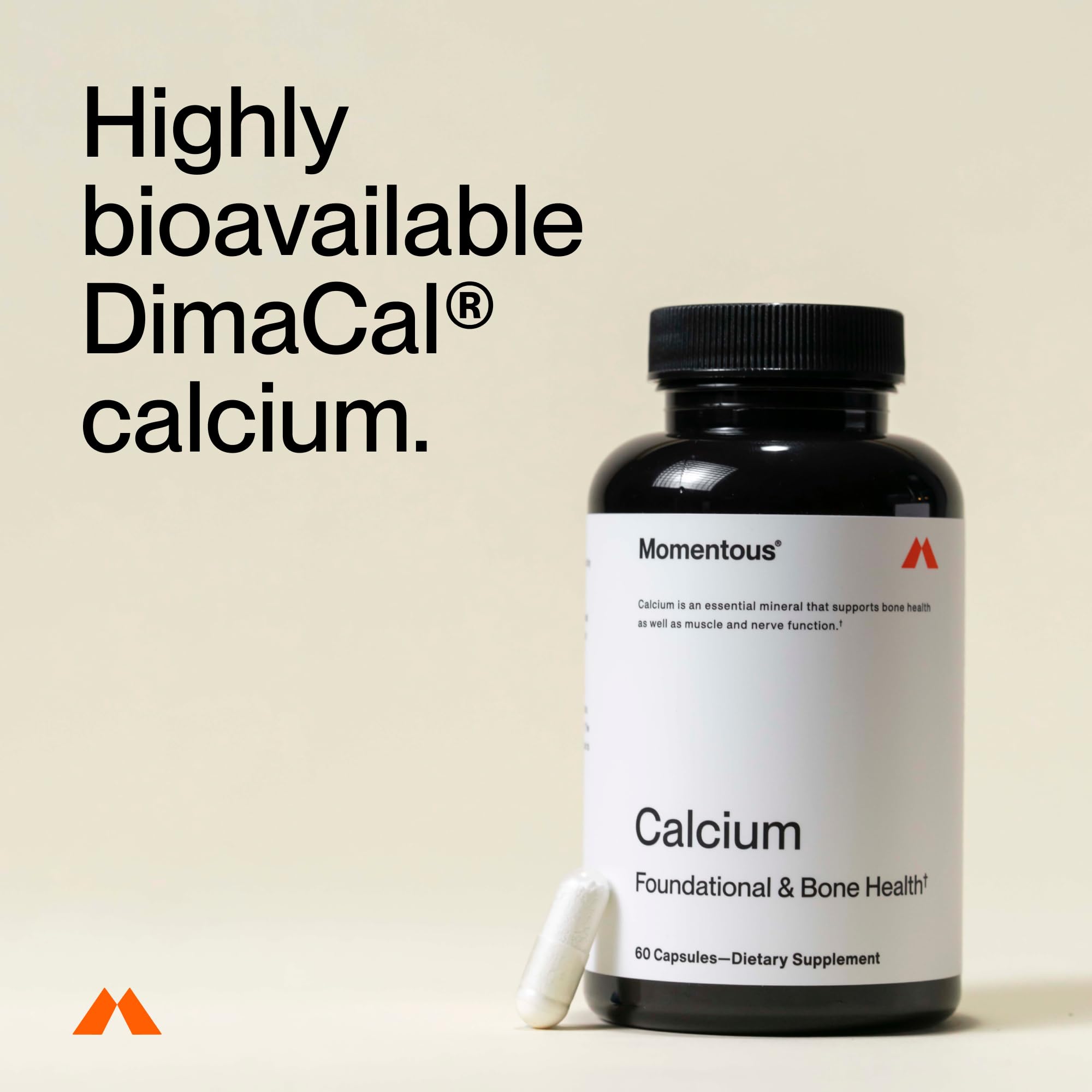 Momentous Calcium Dicalcium Malate Supplement capsule close-up