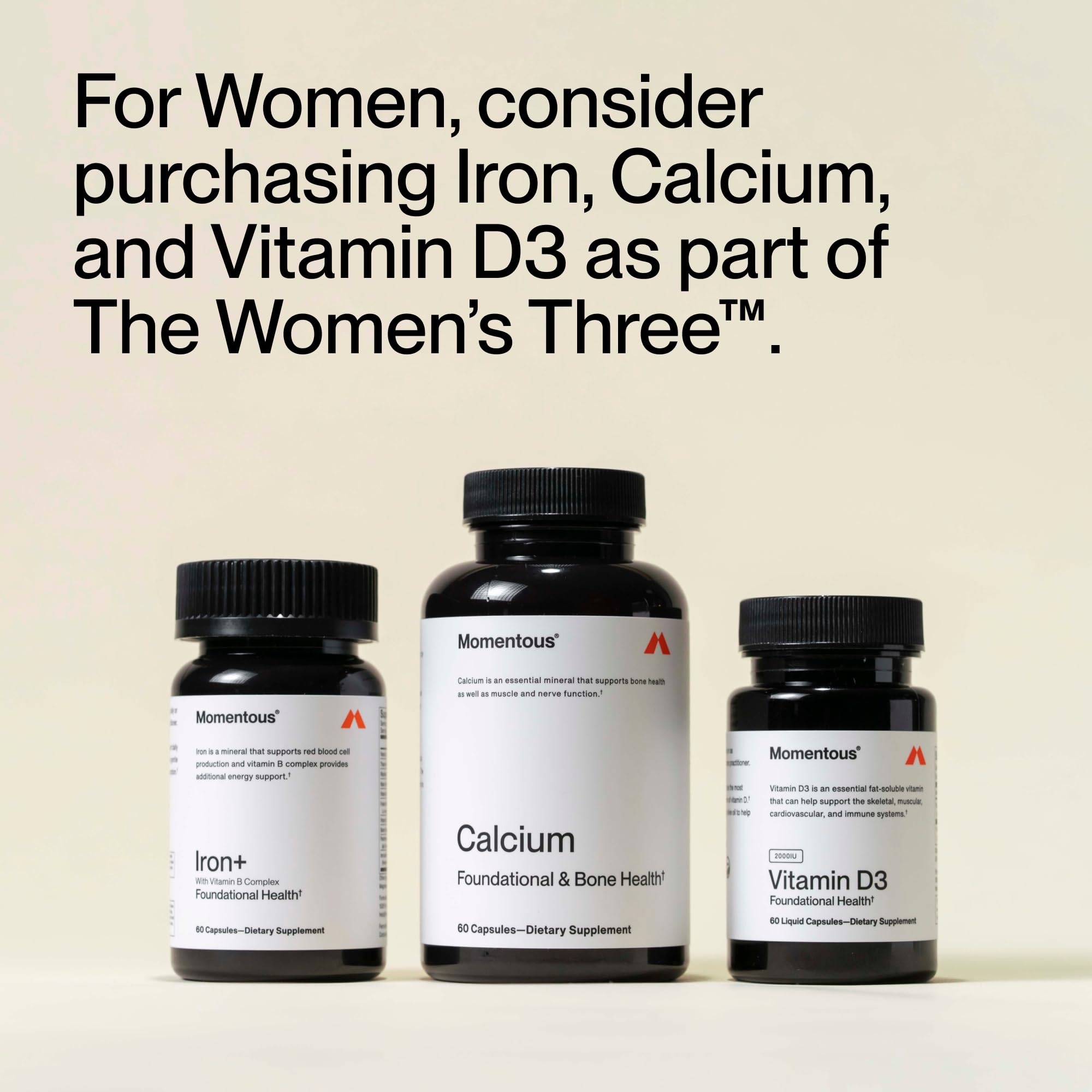Momentous Calcium Dicalcium Malate Supplement on a table
