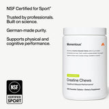 Momentous Chewable Creatine Tablets back view showing nutrition facts