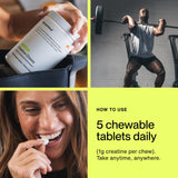 Momentous Chewable Creatine Tablets in hand