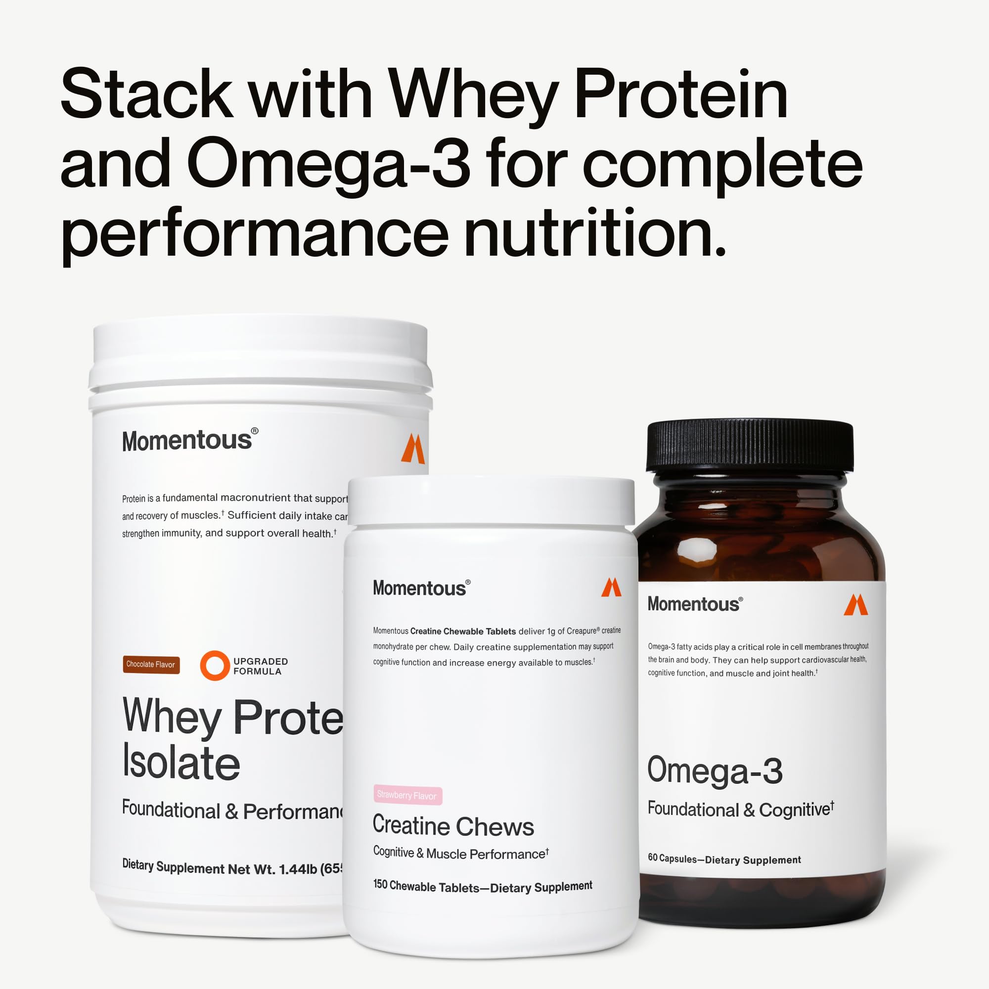 Momentous Chewable Creatine Tablets opened packaging