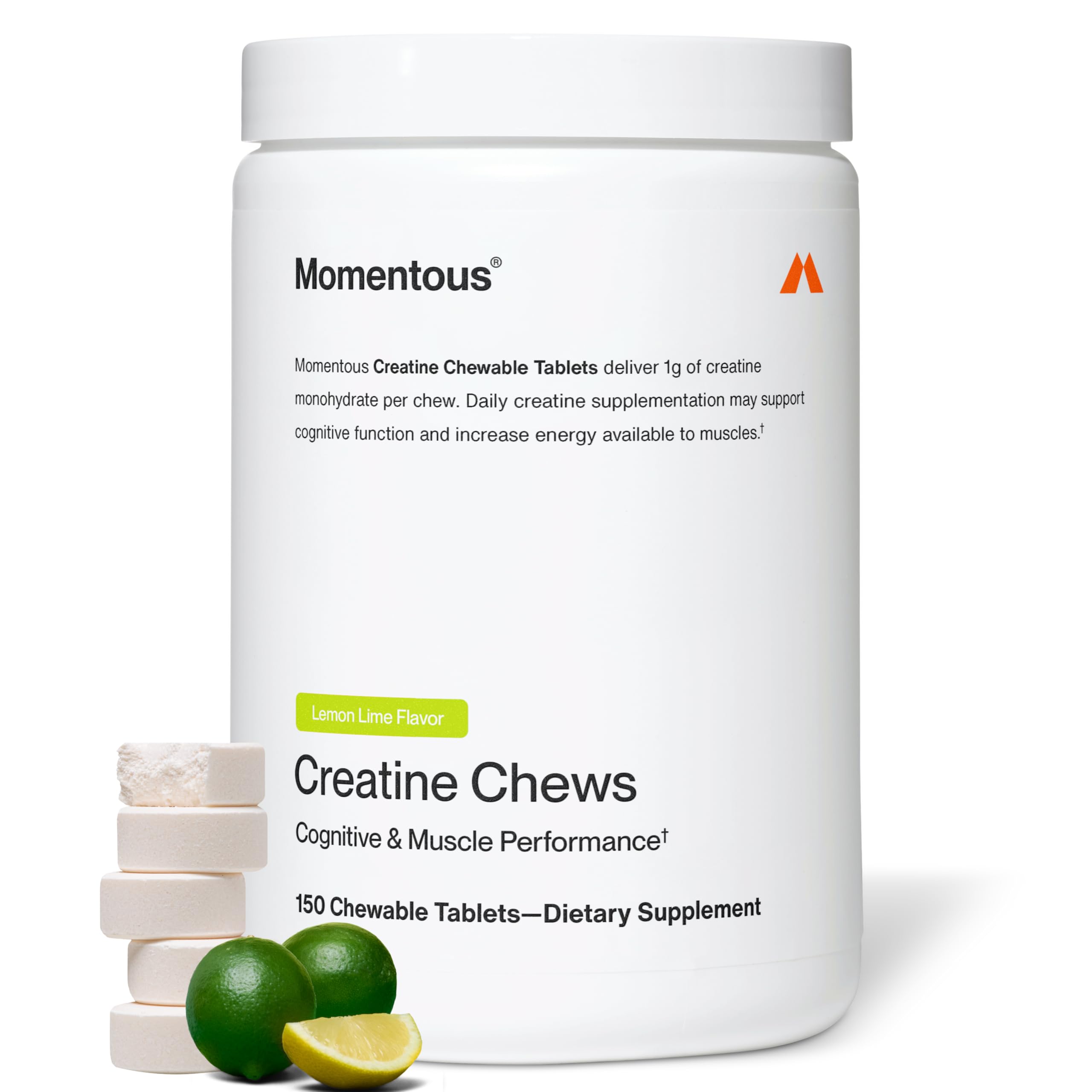 Momentous Chewable Creatine Tablets packaging front view