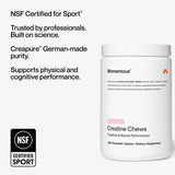 Momentous Chewable Creatine Tablets with workout gear