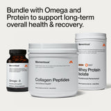 Momentous Collagen Peptides Powder 532g displayed with other health supplements
