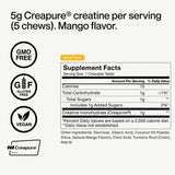 Momentous Creatine Chews mango-flavoured tablets with nutrition guide