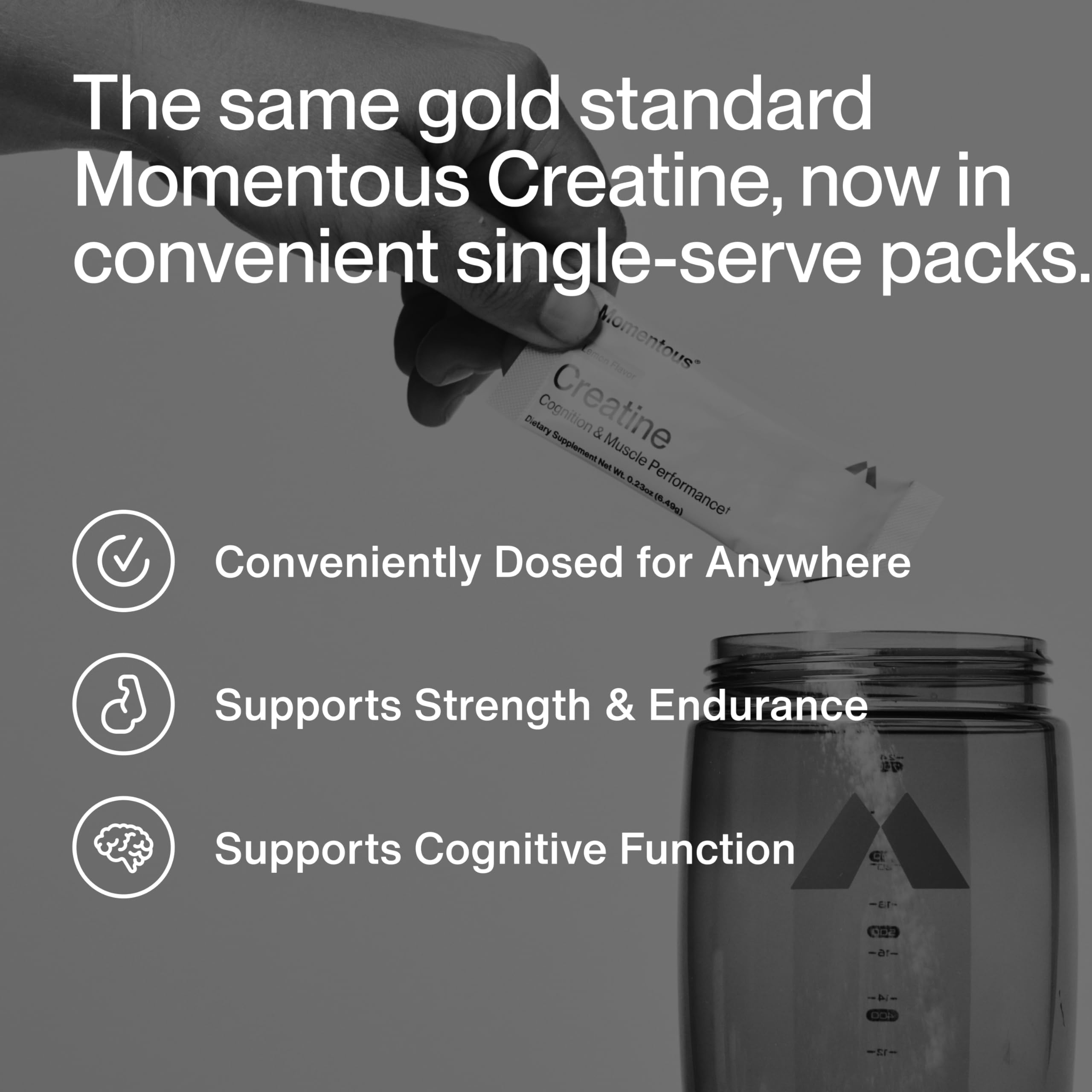 Momentous Creatine Powder 75g back view with nutritional information