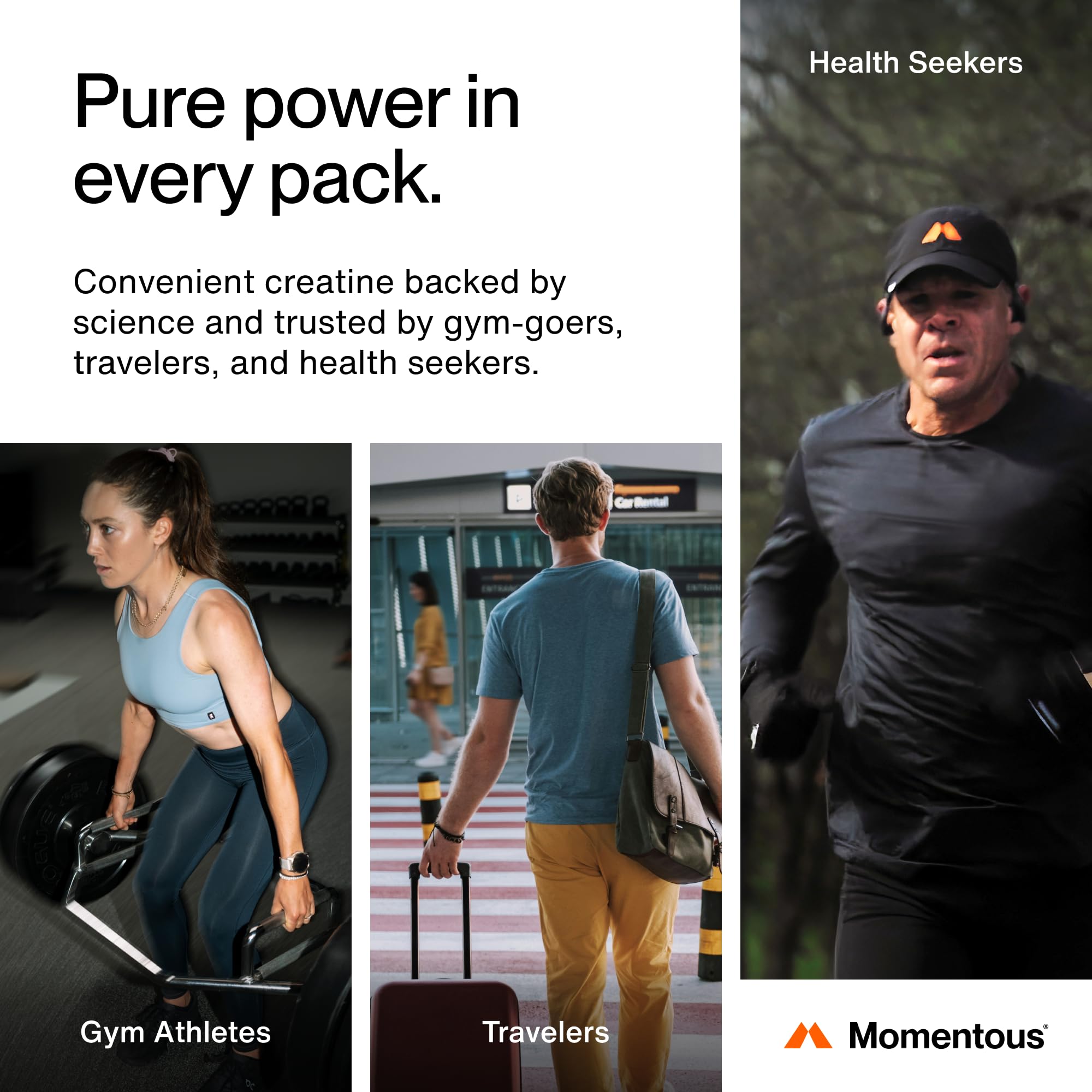 Momentous Creatine Powder 75g mixed in a clear glass