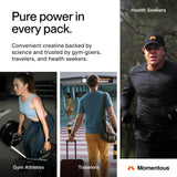 Momentous Creatine Powder 75g mixed in a clear glass