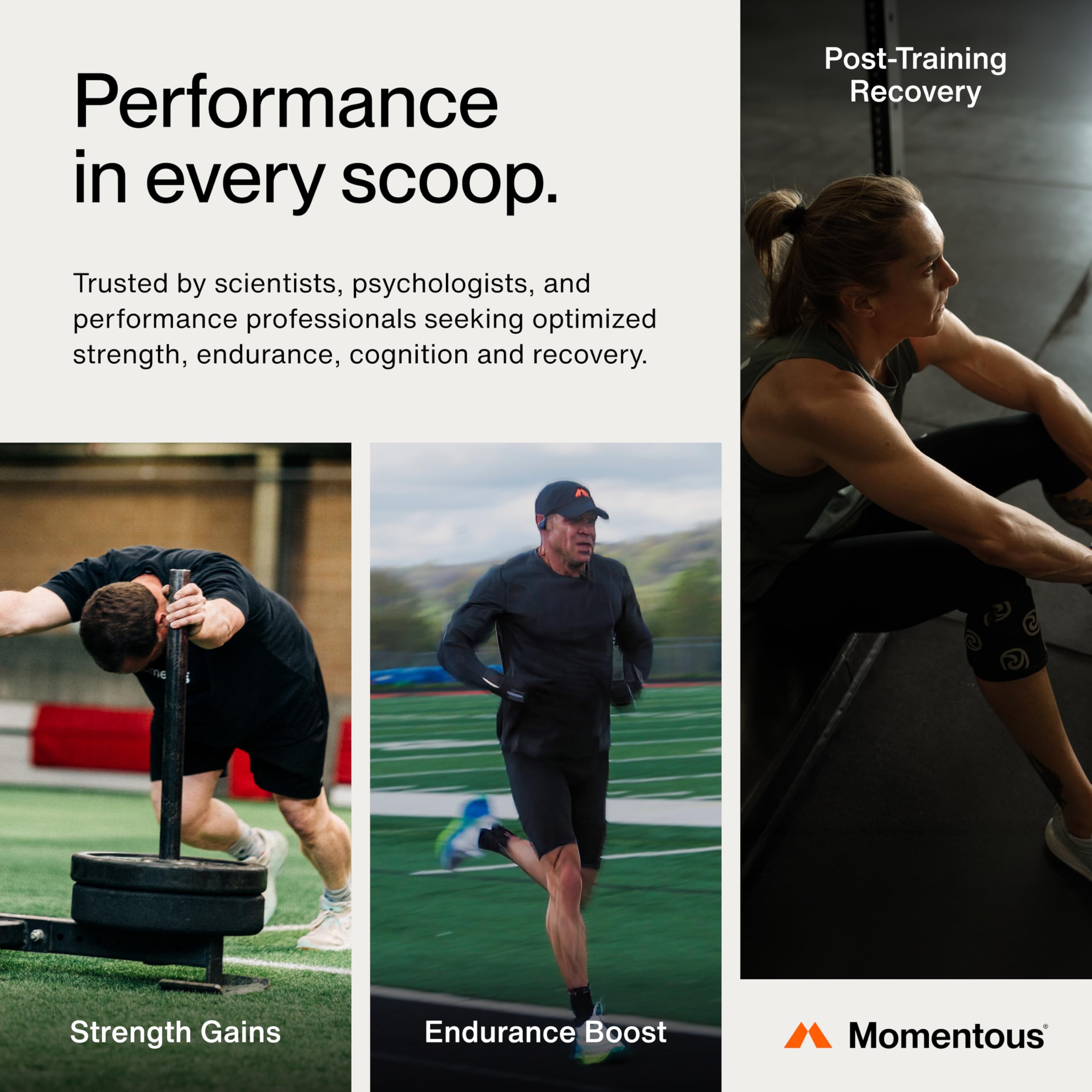 Momentous Lemon Creatine Powder 96g in a gym setting