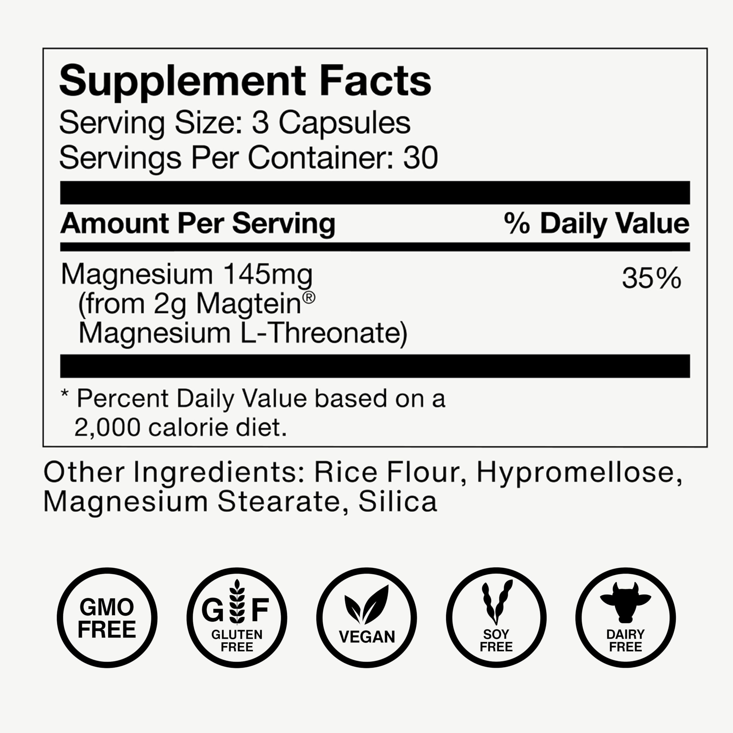 Momentous Magnesium L-Threonate 145mg supplement capsules on a wooden table