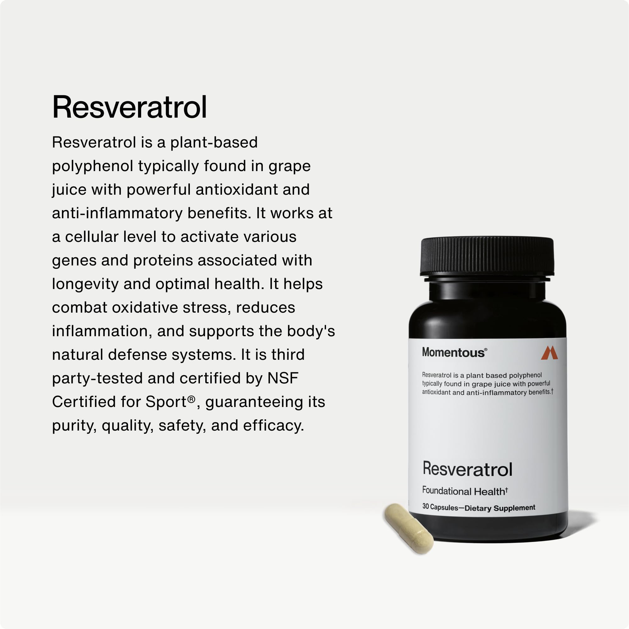 Momentous Resveratrol Supplement 32g back view