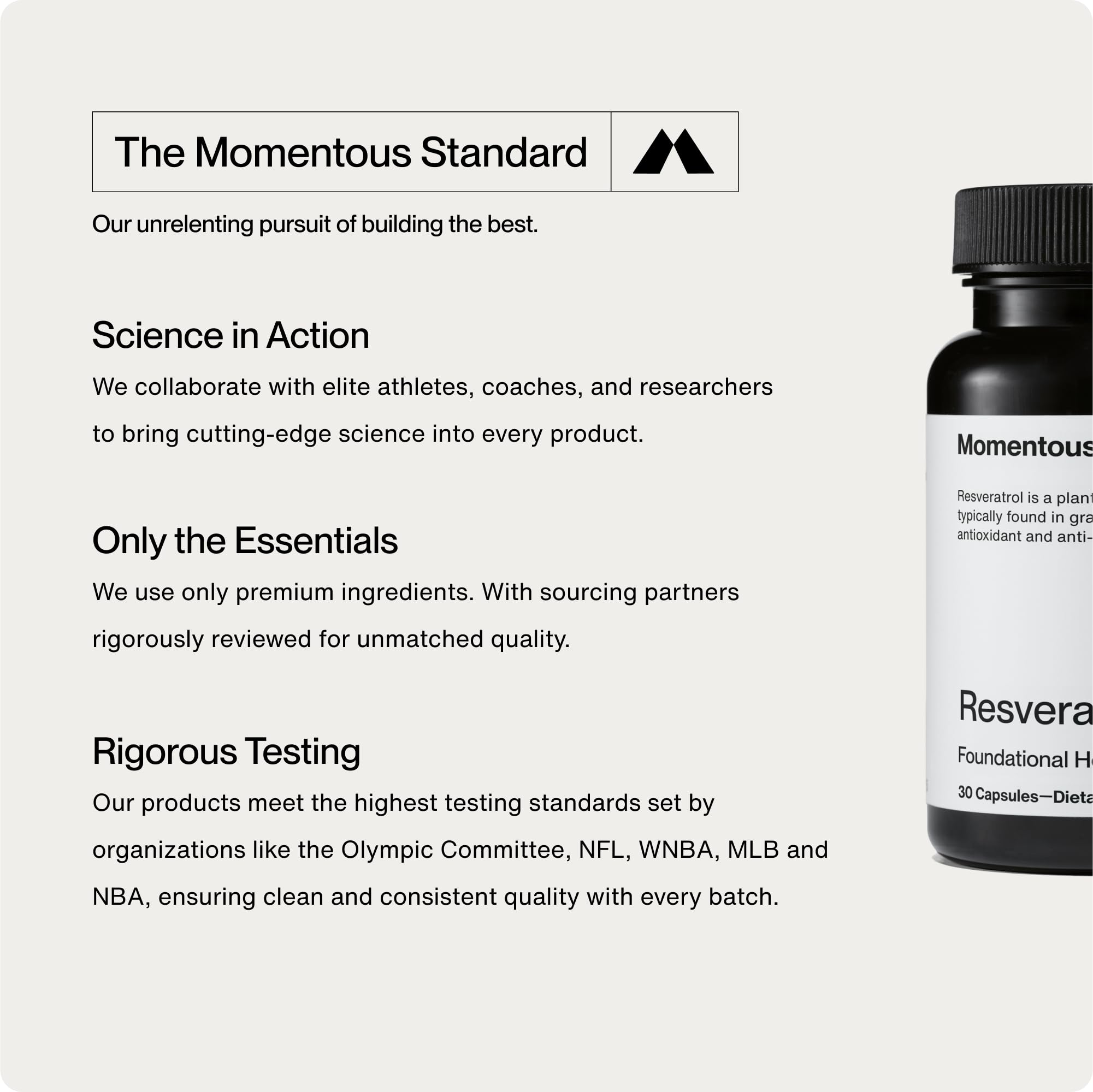 Momentous Resveratrol Supplement packaging on a table