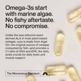 Momentous Vegan Omega-3 capsules in a bottle