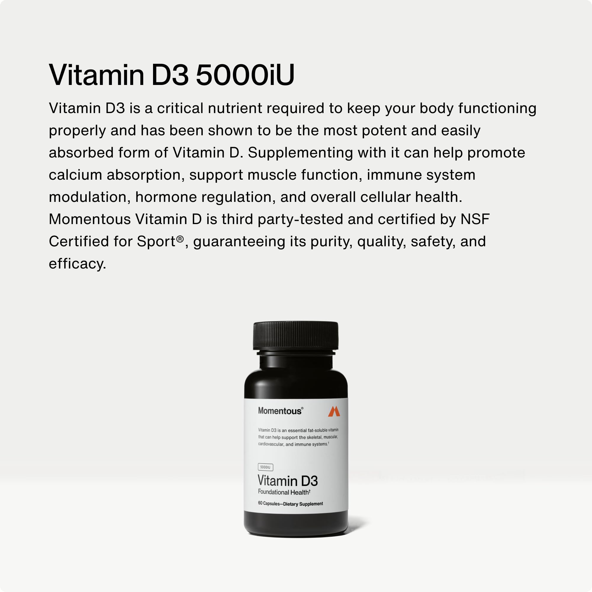 Momentous Vitamin D3 Supplement 136g side view