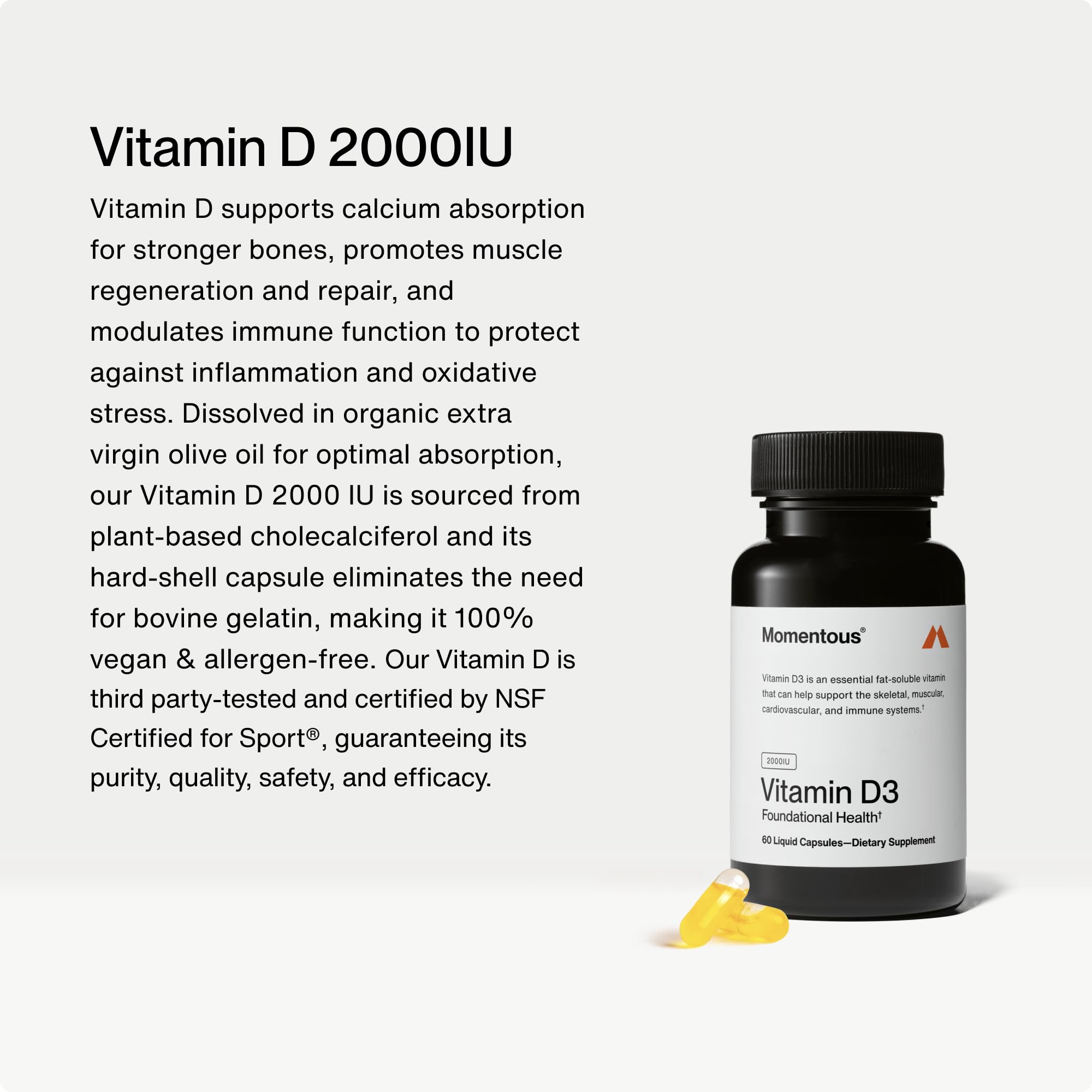 Momentous Vitamin D3 Supplement 41g side view